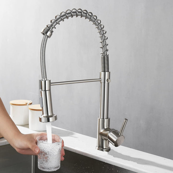 Wasserhahn Küche, Hoher Bogen Hochdruck Küchenarmatur mit Herunterziehen Brause Armatur 360° drehbar