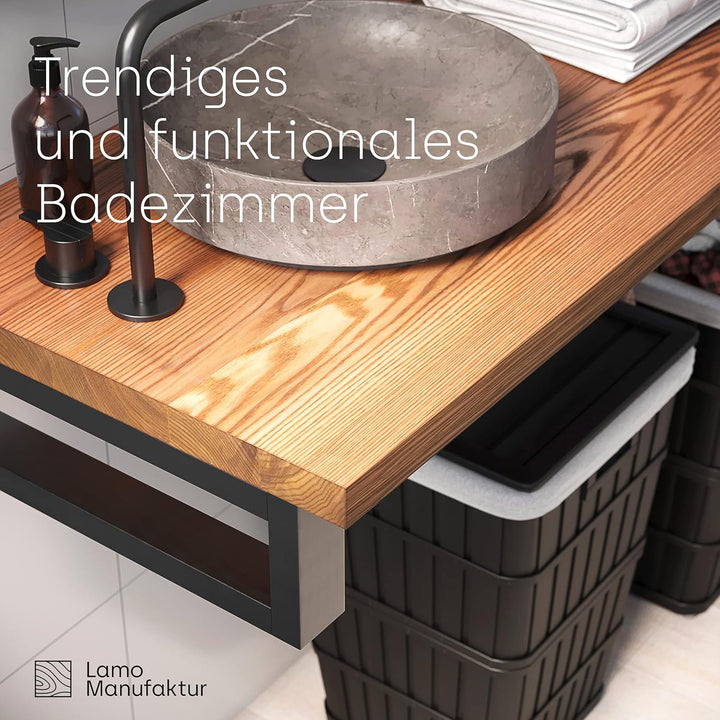 LAMO Manufaktur Waschtischplatte, Holzplatte Waschtisch, 40x50 cm (AxB), Dunkel, ohne Montageset, LW