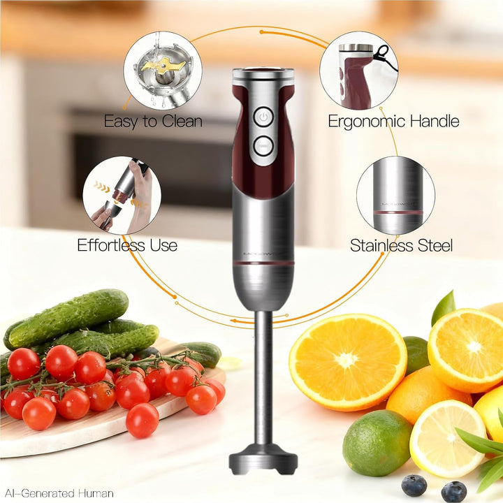 MegaWise Pro Titanverstärkter 5-in-1-Stabmixer, leistungsstarke 400 W mit 80% schärferen Klingen, ka