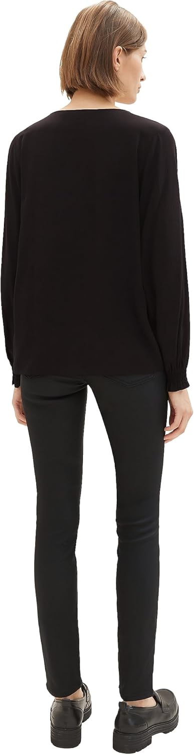 TOM TAILOR Damen Alexa Skinny Jeans in Leder-Optik 25W / 32L 14482 - Deep Black, 25W / 32L 14482 - D