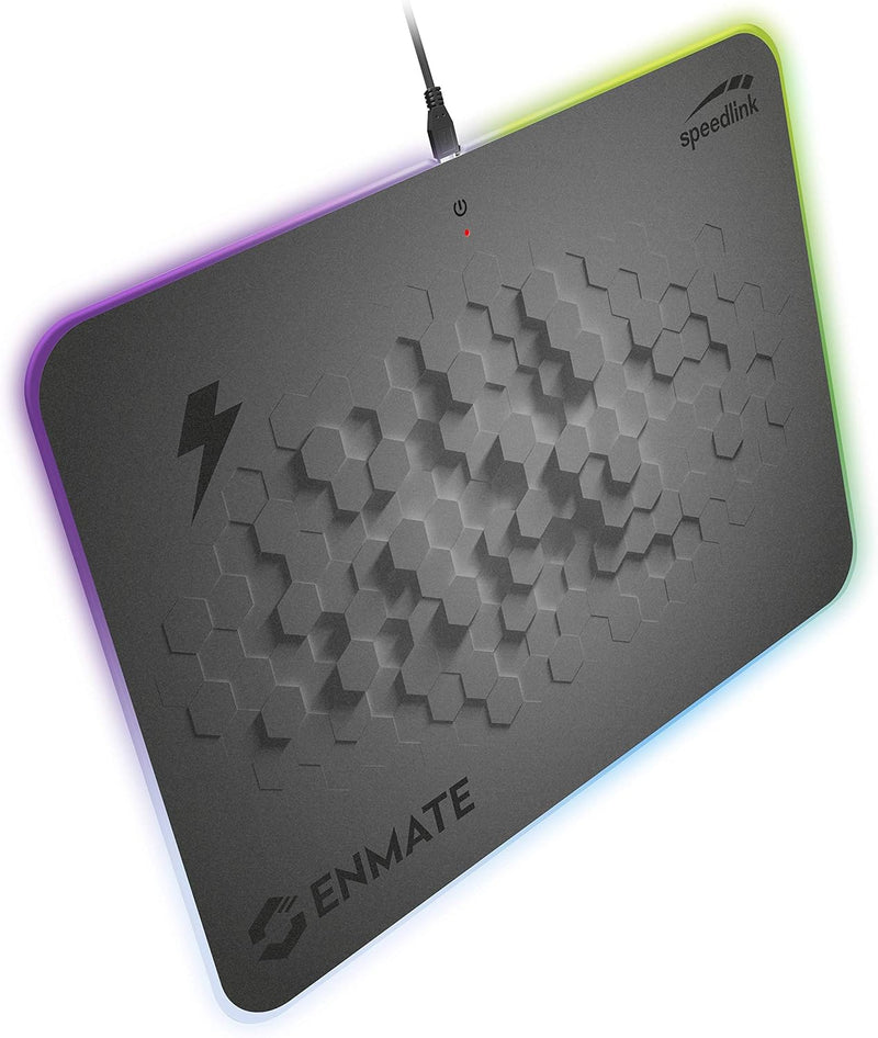 Speedlink ENMATE RGB Charging Mousepad - Gaming-Mauspad mit Induktions-Ladefunktion, grau