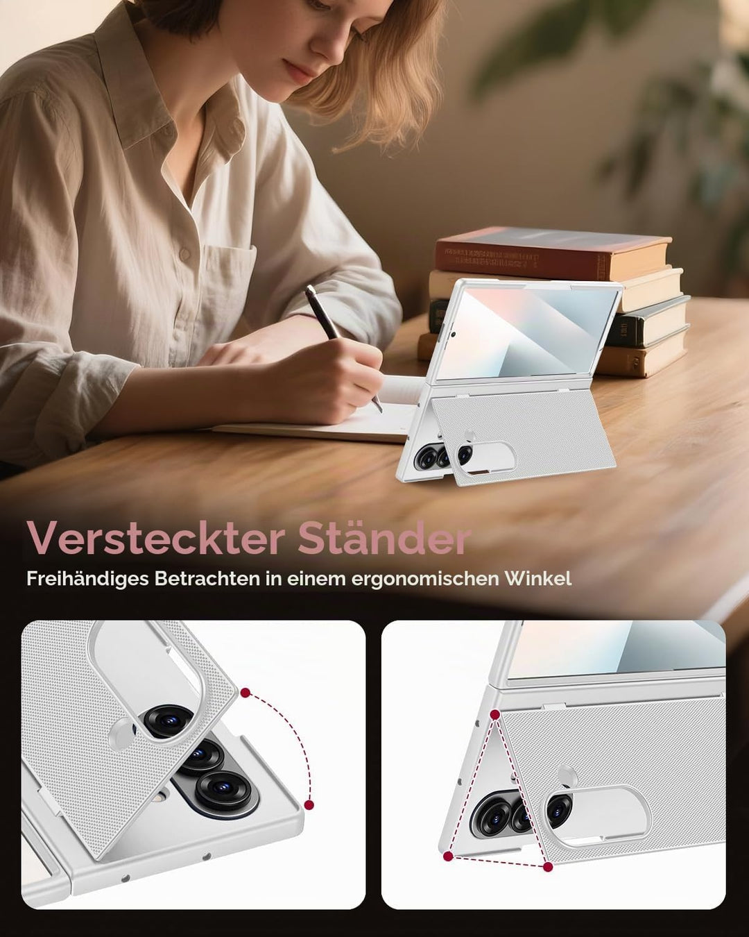 Miimall Handyhülle Kompatibel mit Samsung Galaxy Z Fold 7 Hülle mit Ständer, [HD Displayschutz] Ultr