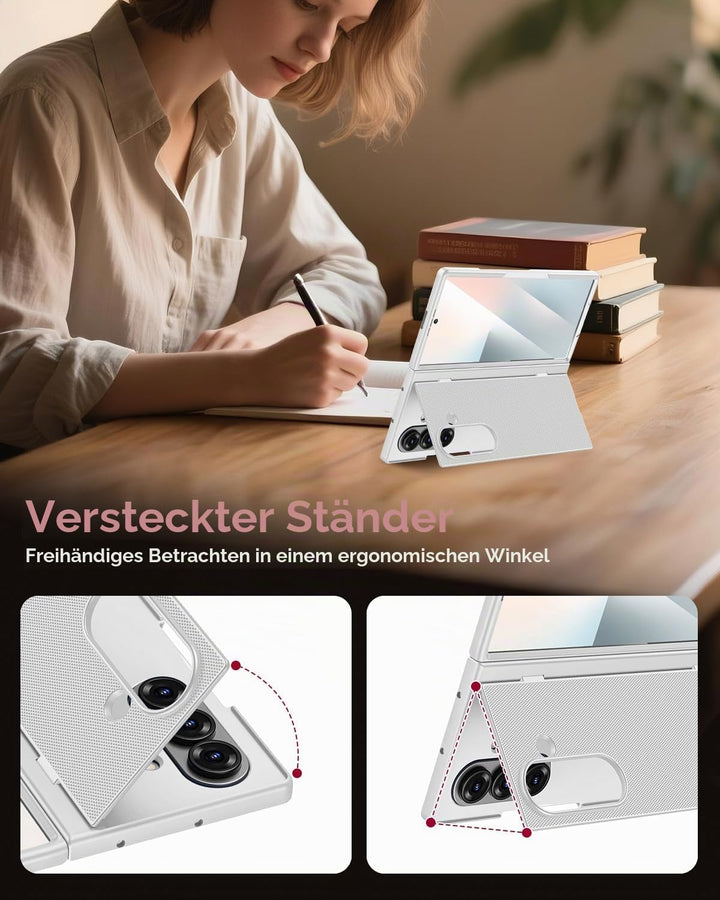 Miimall Handyhülle Kompatibel mit Samsung Galaxy Z Fold 7 Hülle mit Ständer, [HD Displayschutz] Ultr