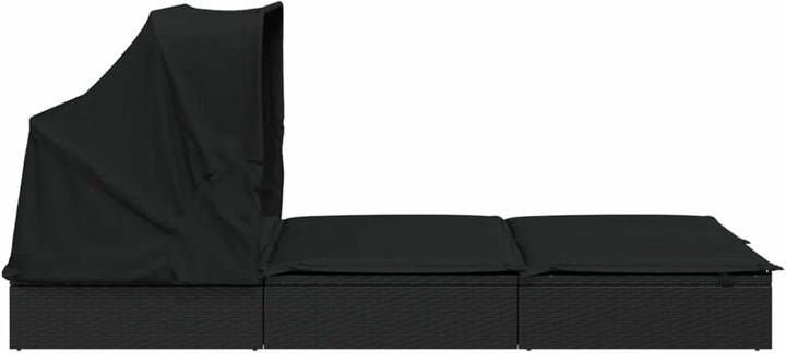 Festnight Sonnenliege 2 Personen mit Dach doppelliege Outdoor gartenliege 2 Personen Rattan gartenli