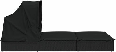 Festnight Sonnenliege 2 Personen mit Dach doppelliege Outdoor gartenliege 2 Personen Rattan gartenli