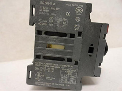 ABB OT63F3 1SCA105332R1001 Lasttrennschalter 3-polig 63A m. schwarzem Knebelgriff, Grau