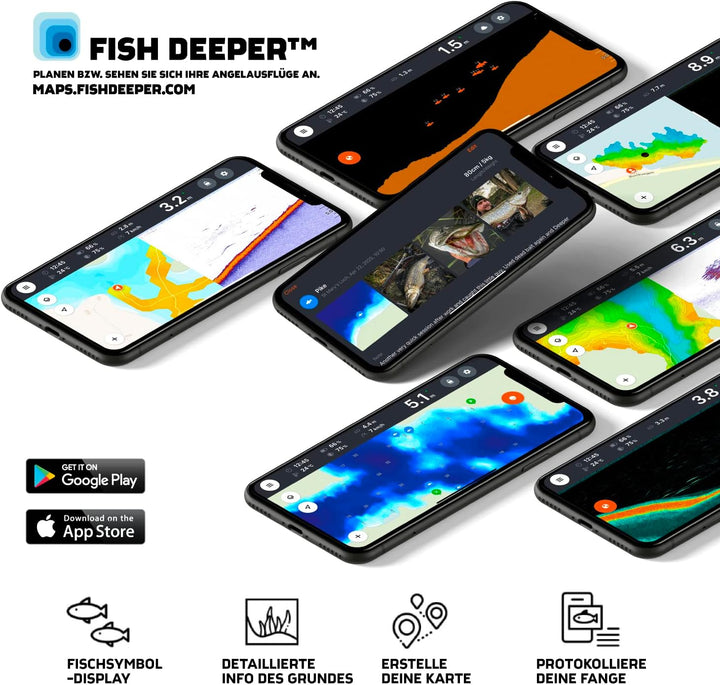 Deeper Chirp+2 Auswerfbarer und portabler GPS-gestützter-Fischfinder mit Langer Betriebsdauer und Na
