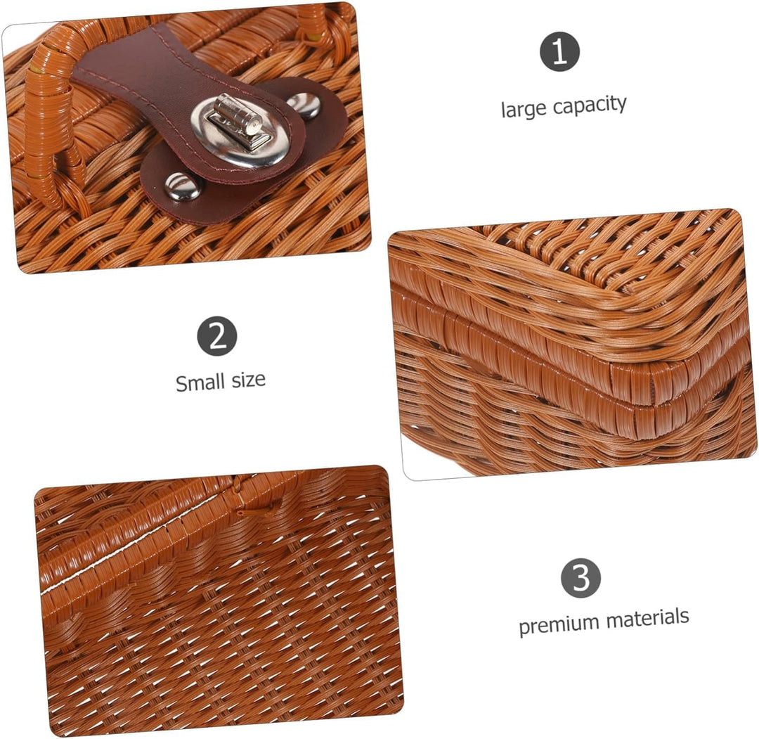 Weidenkoffer, Rattan-Koffer, gewebter Make-up-Organizer, Picknick-Behälter, Retro-Koffer-Box (M), M