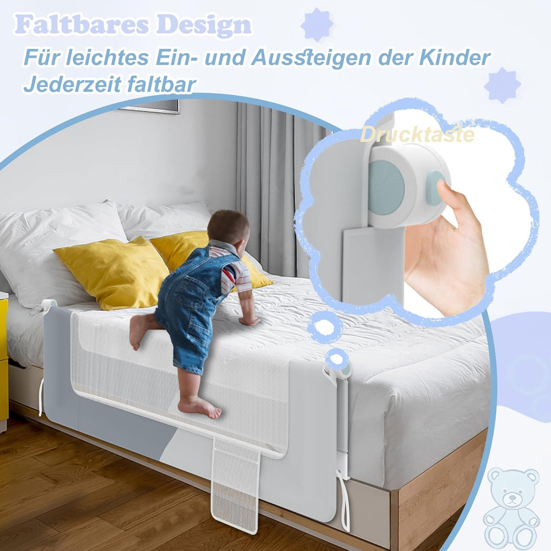 TATIVALO Bettgitter Bettschutzgitter 180 cm Rausfallschutz Bett, Bettschutzgitter Klappbar, Babybett