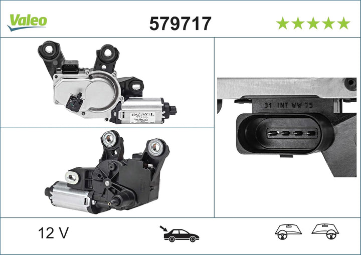 VALEO 579717 Wischermotor VALEO Heckwischermotor 579717 AUDI A1 A6 ALLROAD 3 A6 SERIES 2 FL A6 SERIE