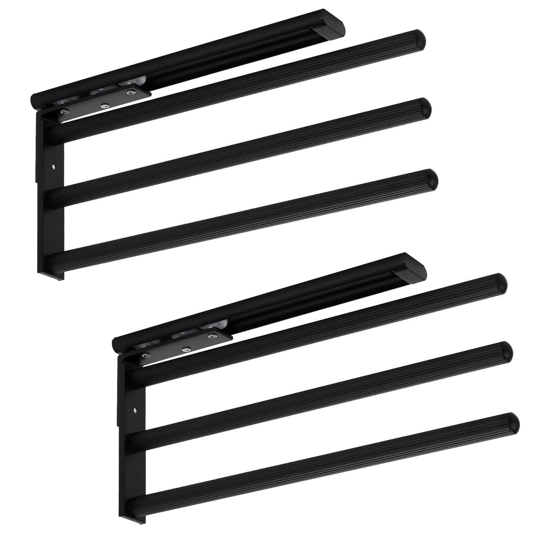 SOTECH 2 Stück Aluminium Handtuchhalter TED 3-armig schwarz matt (325-487 mm, ausziehbar, drehbar) T