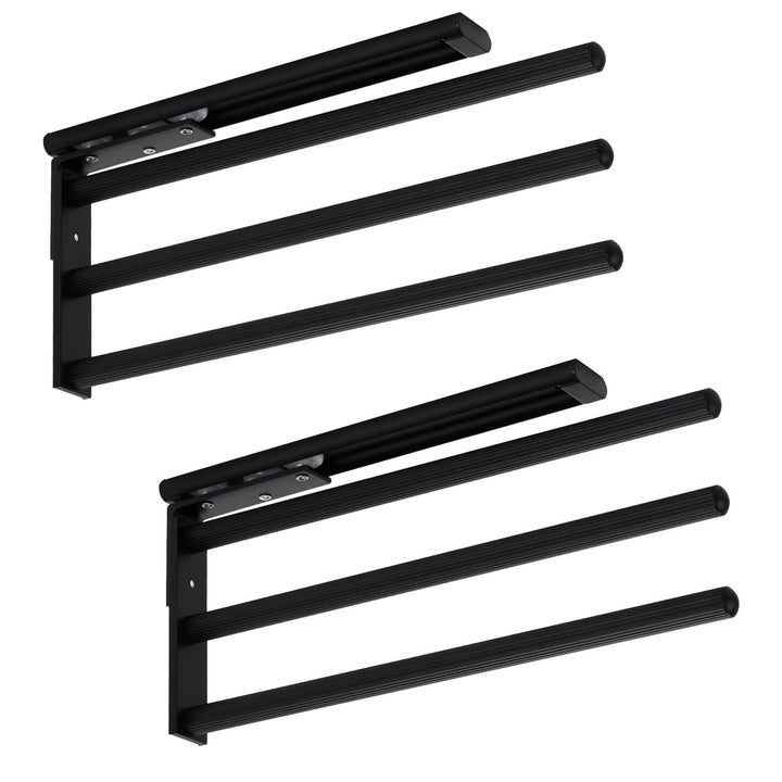SOTECH 2 Stück Aluminium Handtuchhalter TED 3-armig schwarz matt (325-487 mm, ausziehbar, drehbar) T