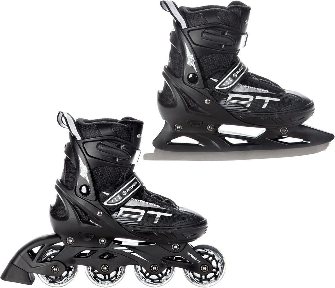 RAVEN Profession 2in1 Schlittschuhe Inlineskates Inliner für Kinder und Erwachsene verstellbar 31-35