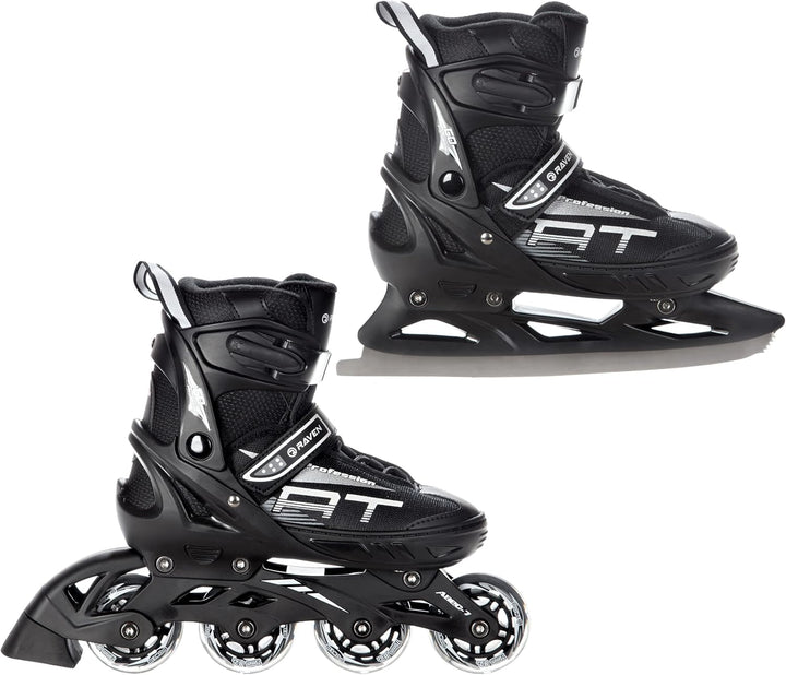 RAVEN Profession 2in1 Schlittschuhe Inlineskates Inliner für Kinder und Erwachsene verstellbar 31-35