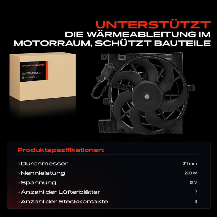 Kühlerlüfter Motorkühlung 3-Polig für B-Max JK Astra H L48 Astra H Caravan L35 Zafira B A05 Astra MK