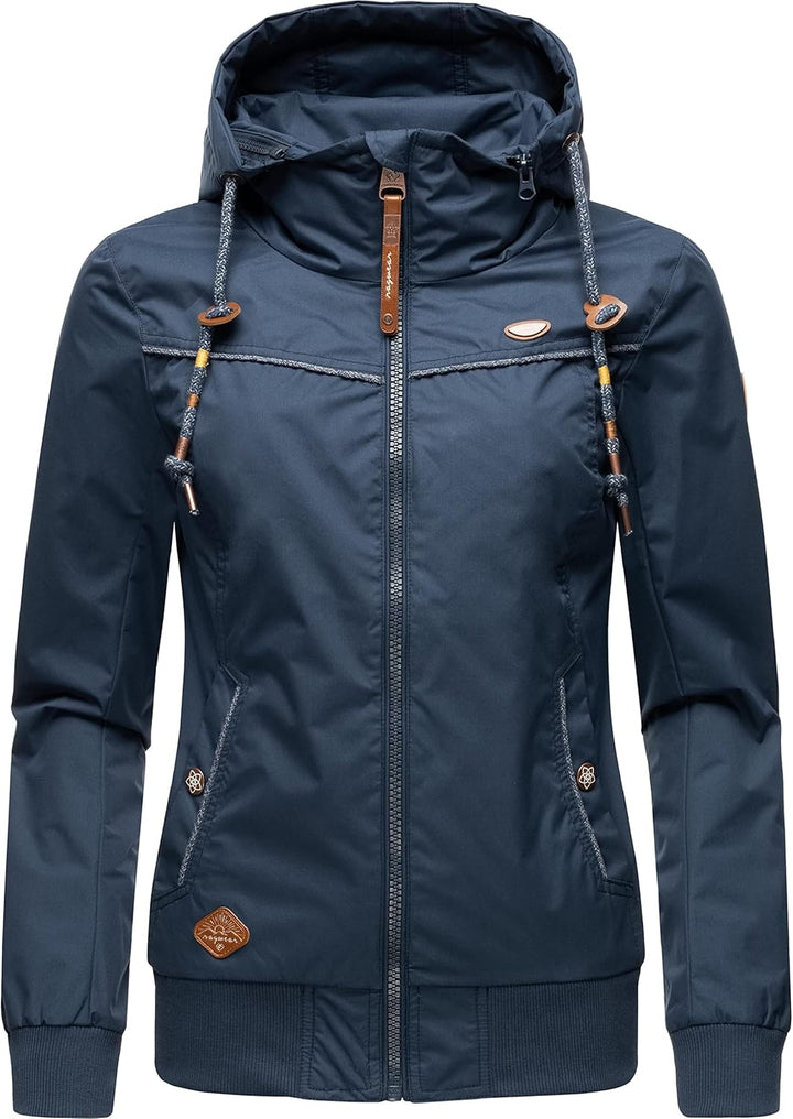 Ragwear Damen Übergangjacke wasserdicht (Wassersäule: 4.000 mm) leichte Jacke kurz mit abnehmbarer K