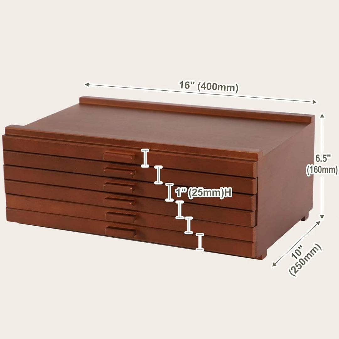 VISWIN 6-Schublade Holz Künstler Supply Storage Box mit abnehmbaren Trennwänden, Premium Buche Holz