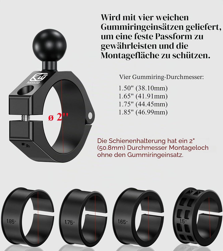 BRCOVAN Aluminiumlegierung grosse Stangenklemmhalterung mit 1 Zoll TPU Kugel für ATV UTV Überrollkäf