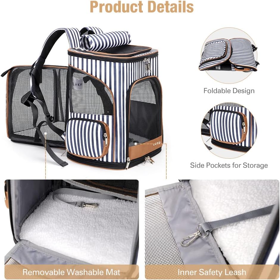 Lekesky Erweiterbar Katzen Rucksack Hunderucksack, Katzenrucksack Gross für für Kleine Katzen und Hu