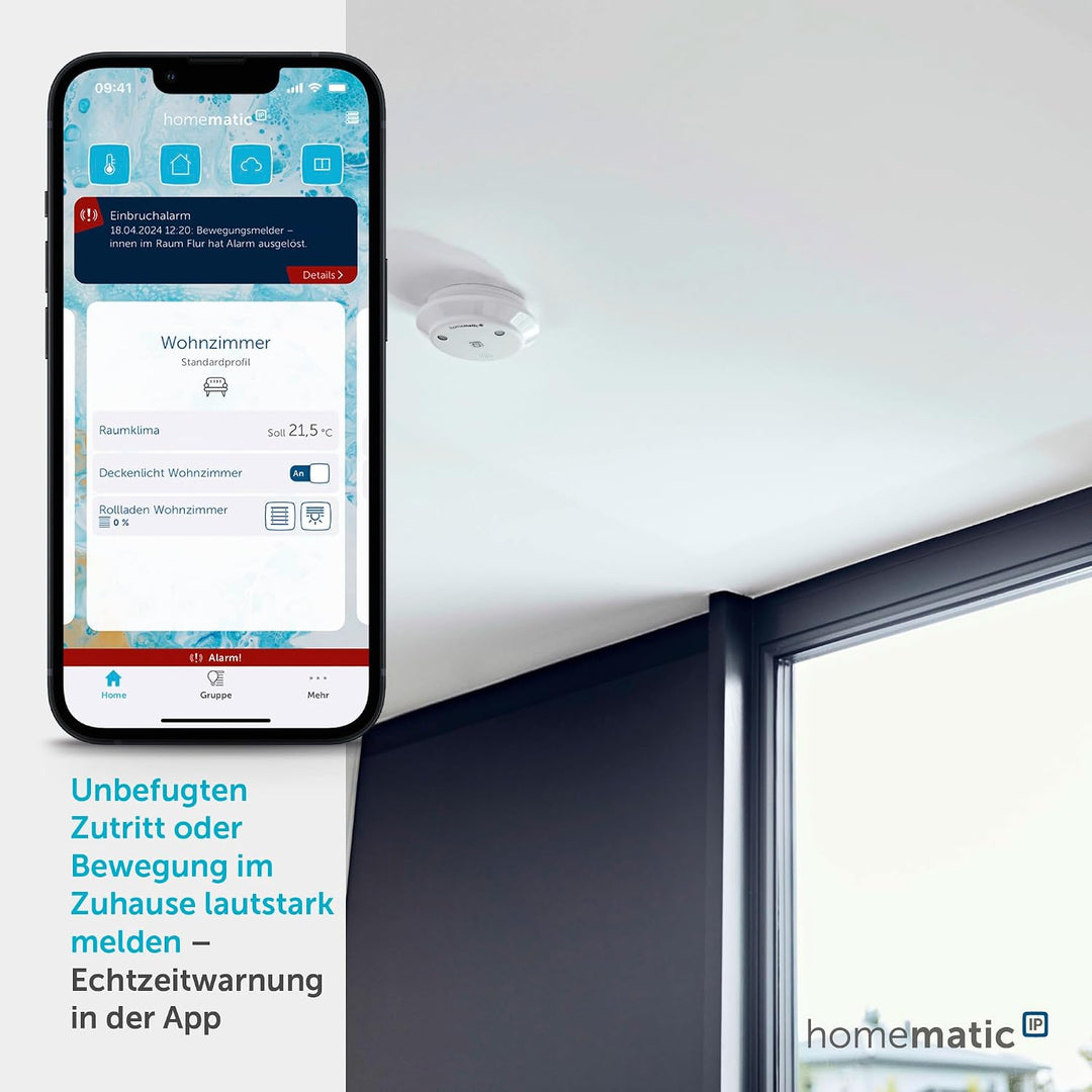 Homematic IPSmart Home Starter Set Alarm, digitaler Fenstersensorund Bewegungsmelder,kabellose Funk