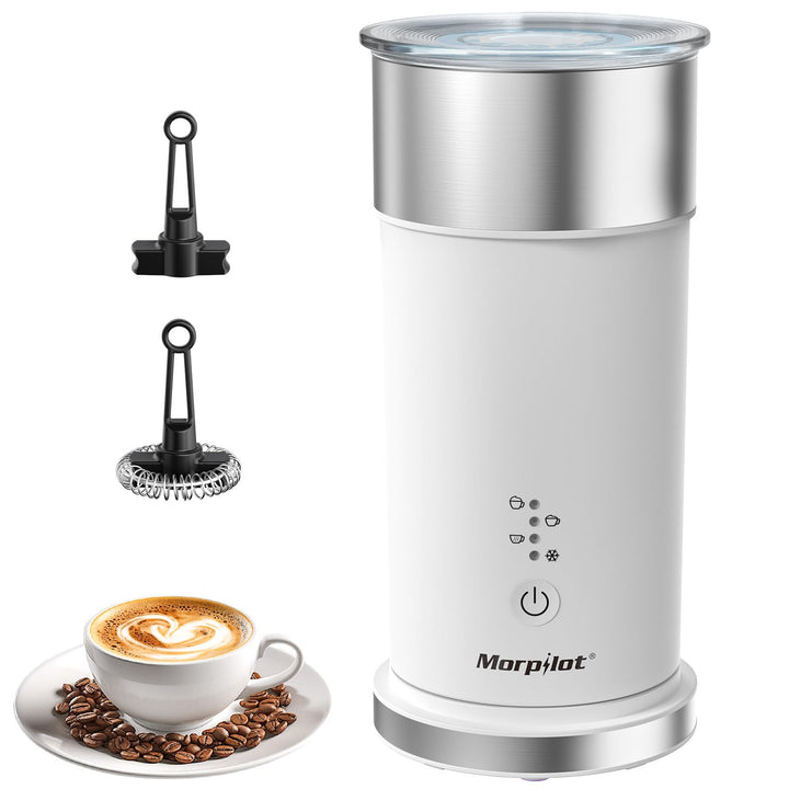 Morpilot Milchaufschäumer Elektrisch 4-in-1, 240ml, 400W für Heissen &amp; Kalten Milchschaum, Edelstahl