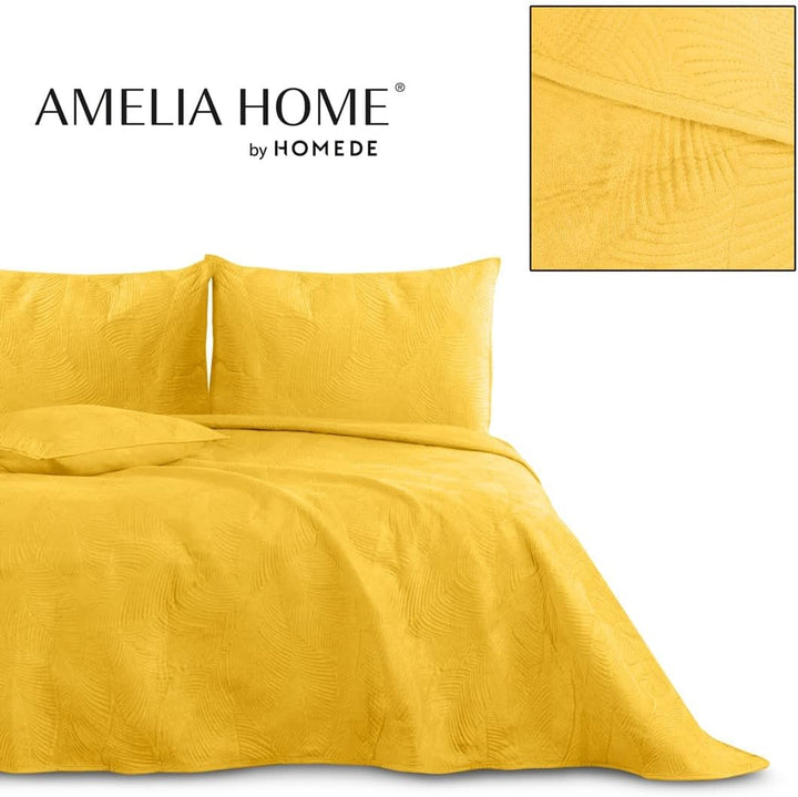 AmeliaHome Tagesdecke 260x280 cm gestrickt Velvet Samt Palsha Gelb Palsha Gelb 260x280 cm, Palsha Ge