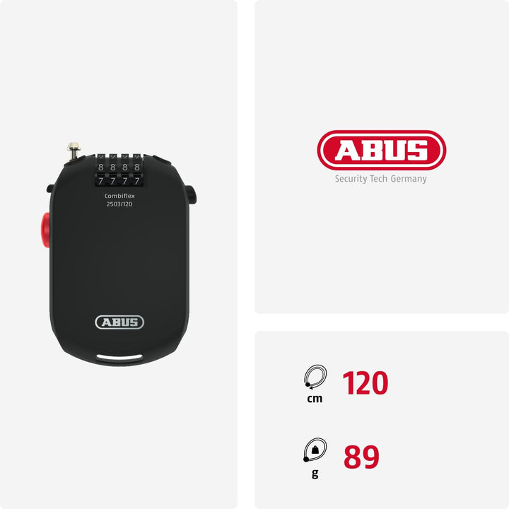 ABUS Spezialschloss Combiflex 2501/65 - Geeignet als Gepäcksicherung, Skischloss, Helmsicherung - mi