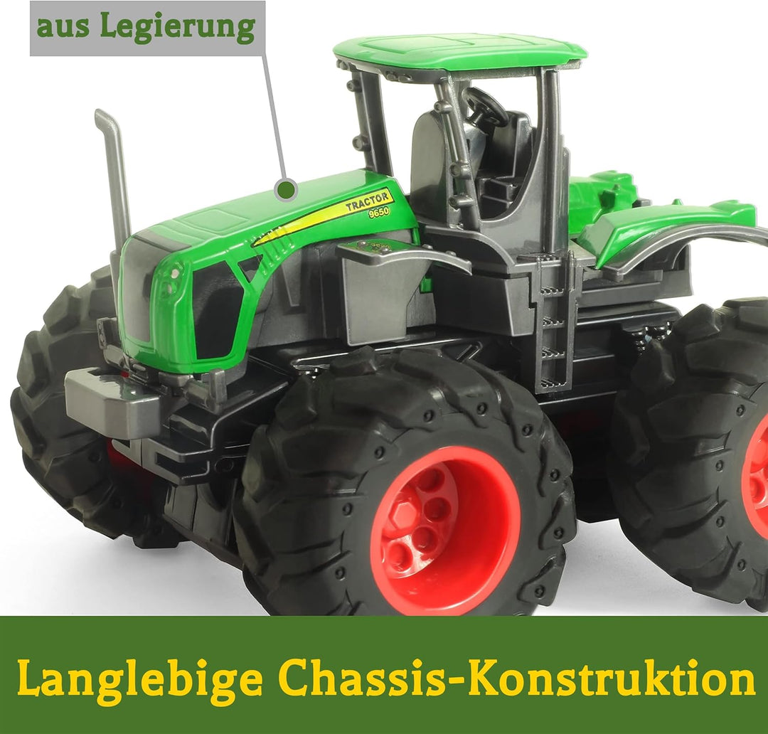 Farm Traktor Fahrzeuge Traktor Anhänger, Reibungsbetriebene Trägheit Trecker mit Anhänger, Metall &amp;