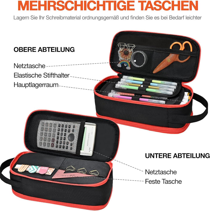 Beaulyn federmäppchen Jungen,Grosses mäppchen 3fach mit Reissverschluss, federtasche für 1. klasse 5