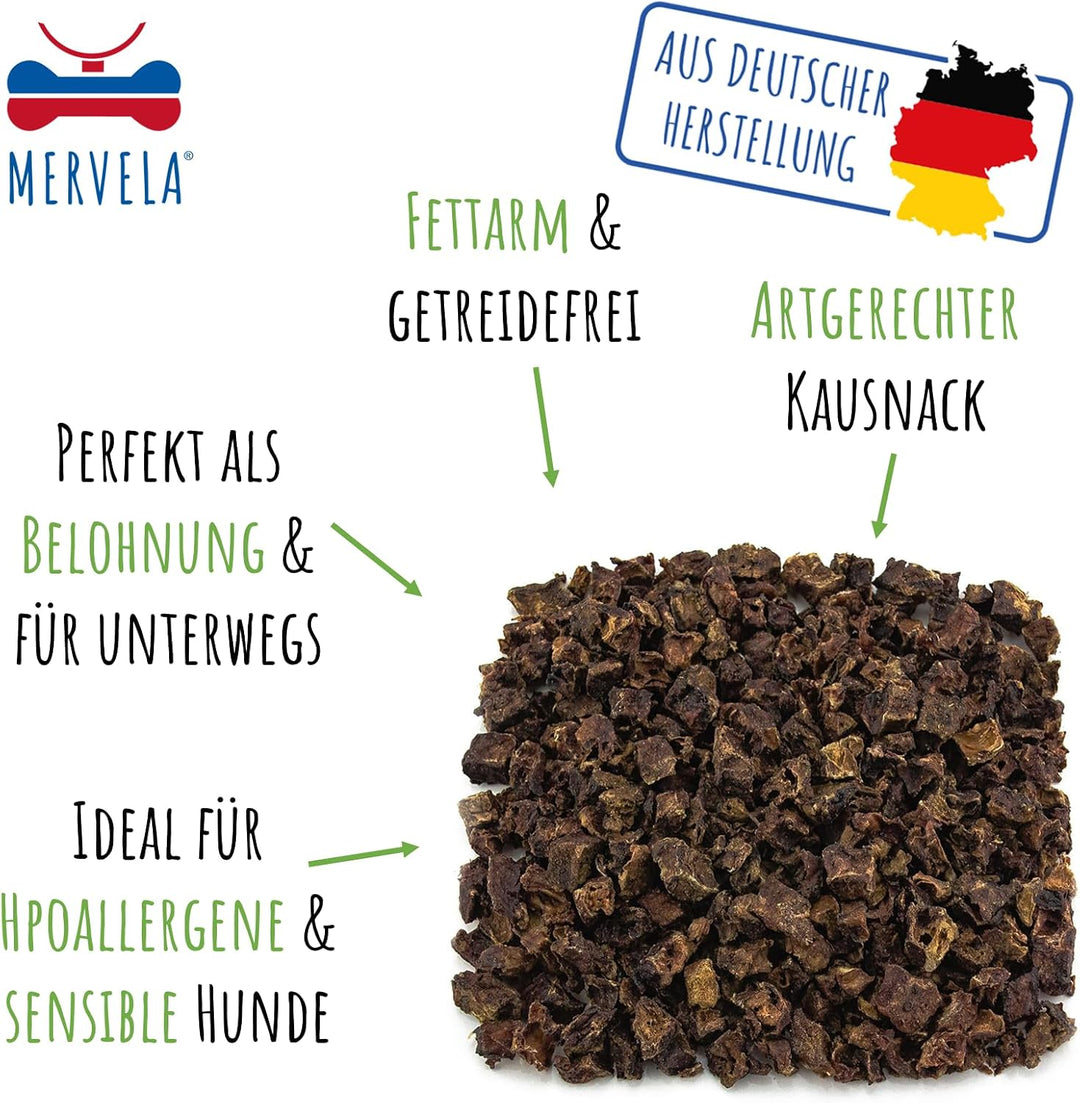 MERVELA® Leckerli Rinderlunge | 300 g | getrocknete Lunge für Hunde | für Training &amp; Belohnung | Kau
