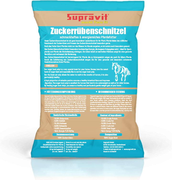 Supravit Rübenschnitzel 20kg | schmackhaftes & energiereiches Pferdefutter | Zuckerrübenschnitzel fü