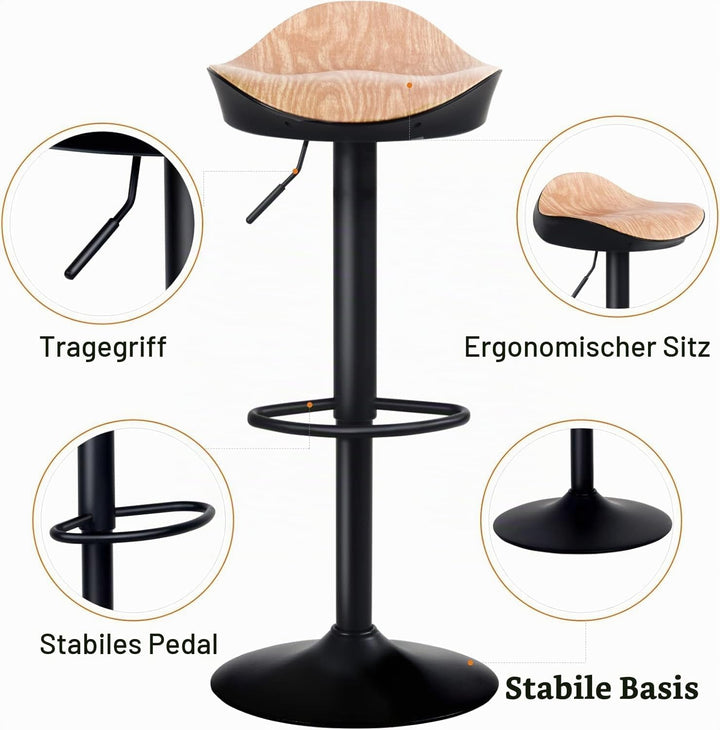 YOUNIKE Barhocker 2er Set Barstuhl Höhenverstellbar 360°Drehbar Küchenhocker mit Fussstütze, Tresenh