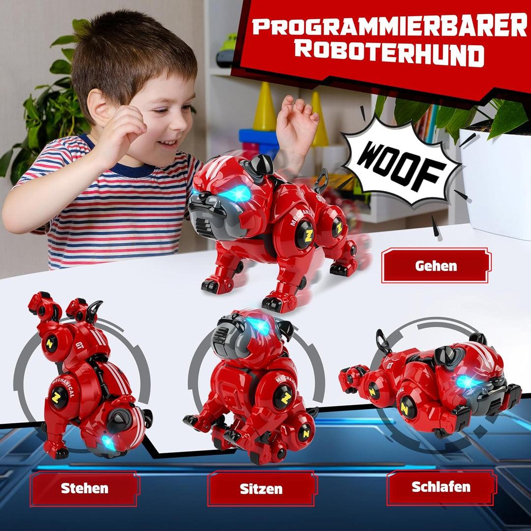 Roboter Hund Ferngesteuerter Spielzeug, Interaktiver Anfassen Roboterhund mit 18 Funktionen, Program