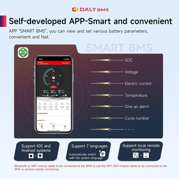 DALY Smart 4S BMS 12V mit WiFi Modul und CAN 485 Kommunikationsschutzplatine für LifePO4 Lithium Akk