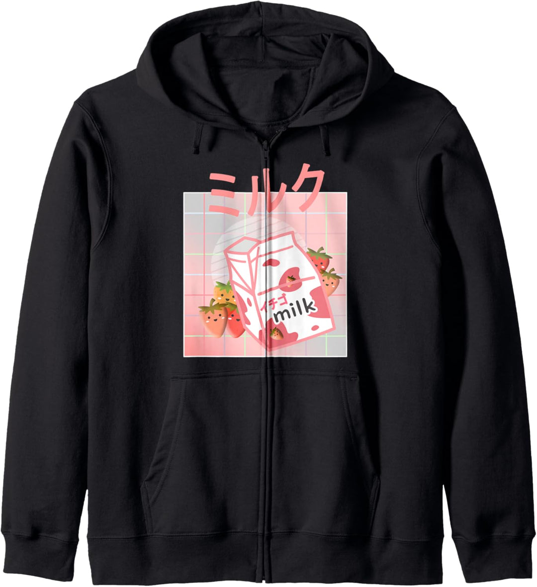 90s Japanese Kawaii Otaku Aesthetic Strawberry MilkShake Kapuzenjacke