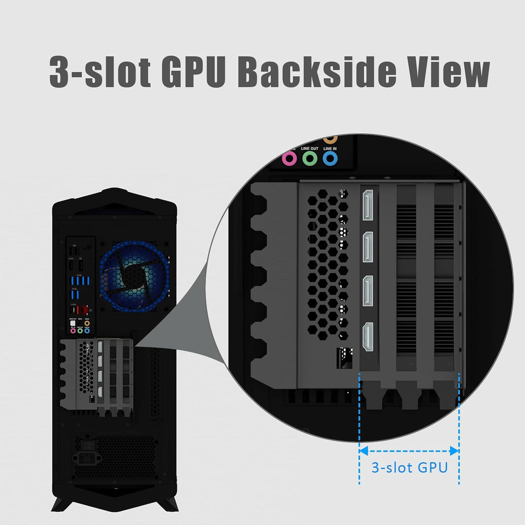 GLOTRENDS 3-Slot GPU Halterung mit 150mm PCIe 5.0 Riser Kabel für GPU Vertikalmontage, Kompatibel mi