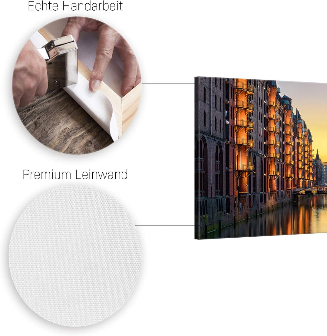 ge Bildet Bild auf Leinwand | Wasserschloss in der Speicherstadt - Hamburg D in 120x50 cm als Panora