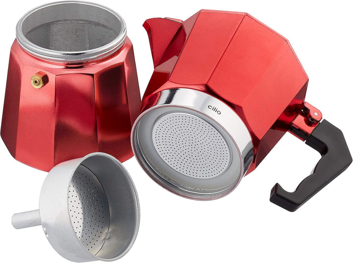 Espressokocher Classico metallic rot, 6 Tassen
