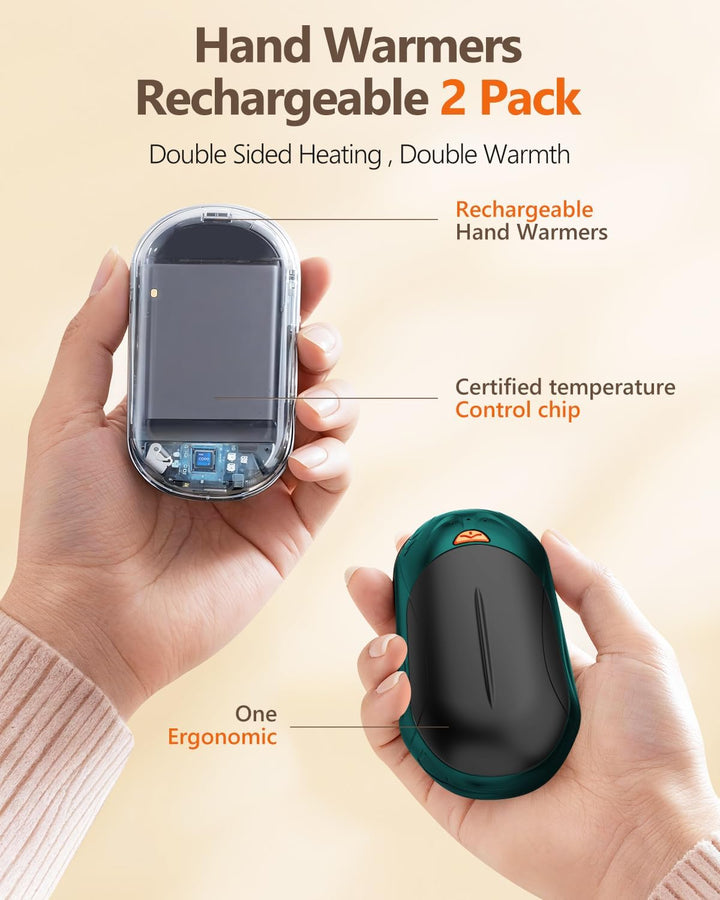 BOSONER Handwärmer Elektrisch Taschenwärmer Wiederaufladbar: 2er-Set 6000mAh Elektrischer Handwärmer