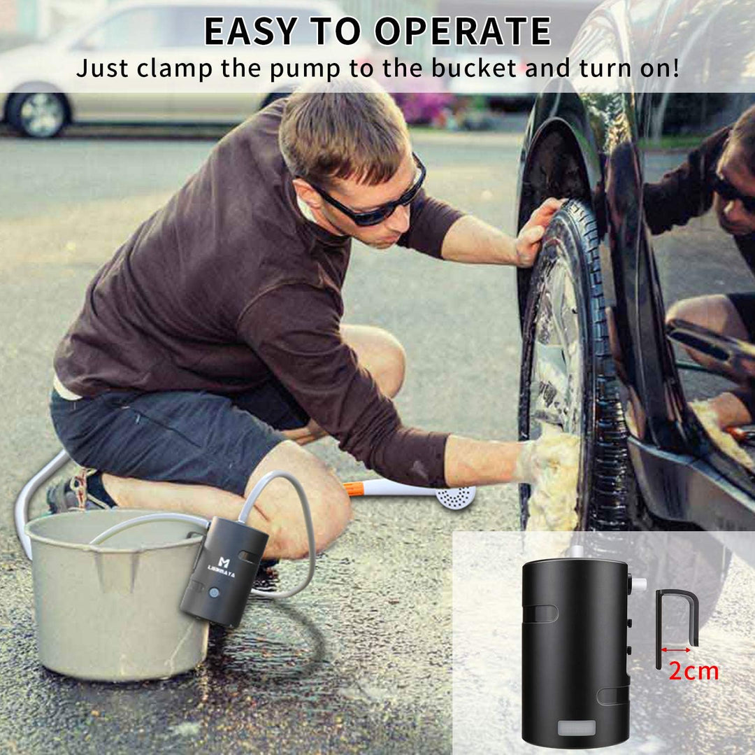 LIEBMAYA 12V Tragbare Aussendusche, Outdoor Dusche, Campingdusche mit 4400mAh Akku USB Ladung Angetr