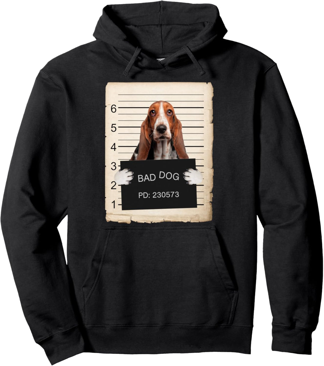 Basset hound Dog mug shot Pullover Hoodie