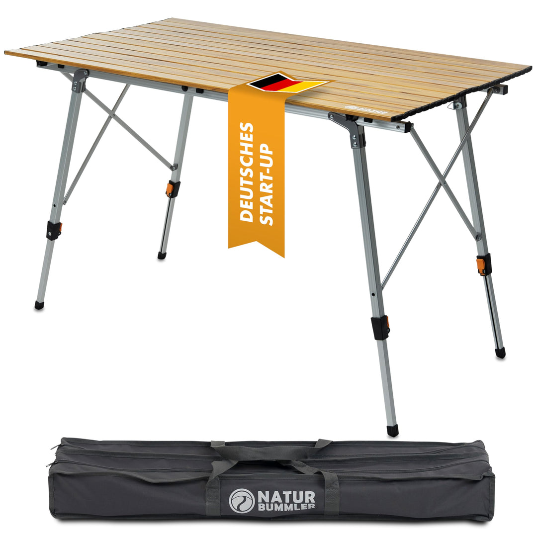 NATURBUMMLER Campingtisch klappbar höhenverstellbar [SOLID-LITEC+] federleichter Aluminium Klapptisc