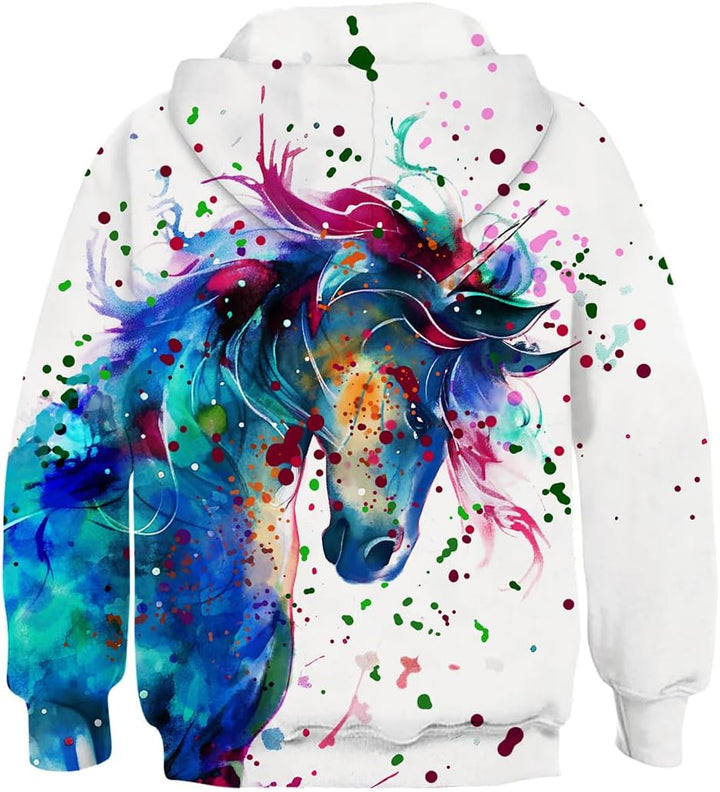 Fanient Kinder Junge Mädchen Hoodies 3D Drucken lebendige Tier Cartoon Grafik Sweatshirt Tasche Pull