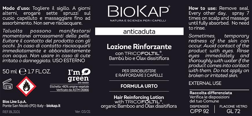 BIOKAP Stärkende Lotion 50ml INTENSIVE FORMEL | Anti-Haarausfall INTENSIVANWENDUNG 99% natürliche In