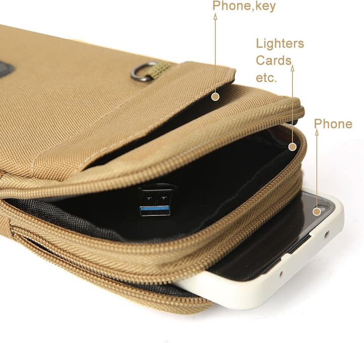 Handy-Gürtelhalter,Mehrzweck-Nylon-Hüfttasche - Gadget Bag Utility-Taschen Outdoor-Aufsätze Khakifar