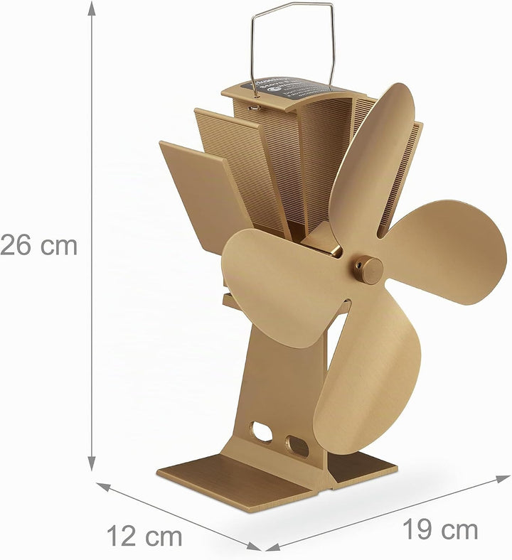 Relaxdays Ofenventilator ohne Strom, geräuscharm, für Kamin &amp; Ofen, hitzebetrieben, 4 Blätter, Kamin