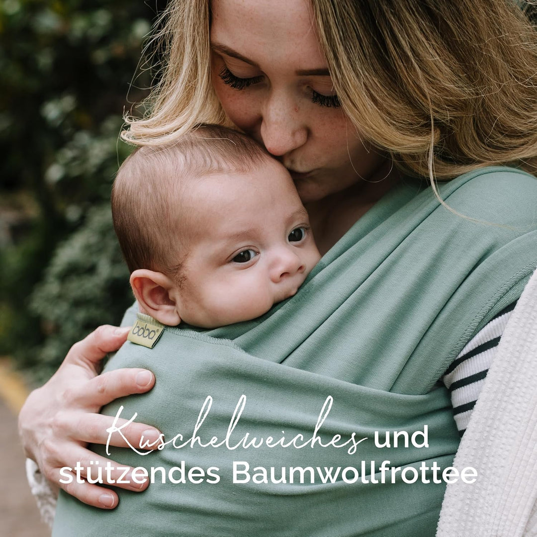 Boba Babytragetuch ab Geburt bis 15 kg - Kuschelweiches & Stützendes Baumwollfrottee, Tragetuch Baby
