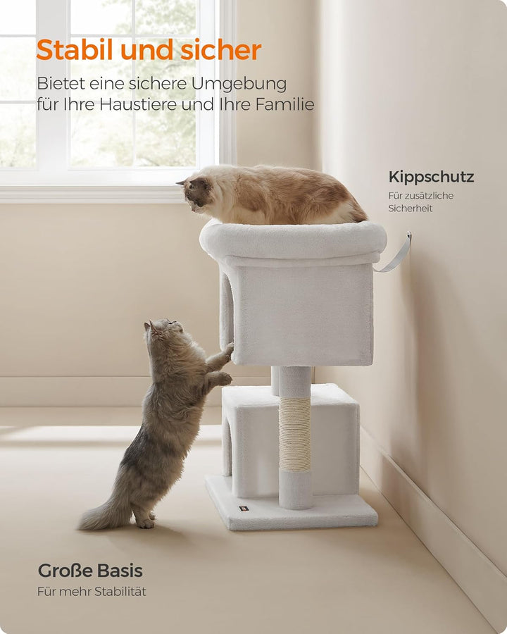 Feandrea Kratzbaum, 84 cm Katzenbaum, L, Katzenhaus für grosse Katzen bis zu 7 kg, grosse Plattform,