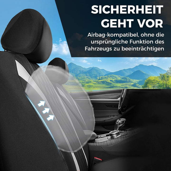 FLORICH Sitzbezüge Komplettset Vordersitzbezüge, PU Ledersitzbezüge für Autos, Wasserdichter Atmungs