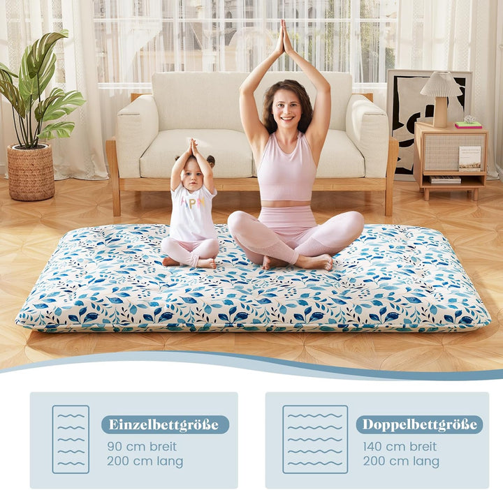 COSTWAY Japanische Futon Matratze, Tatami-Matte, Bodenmatratze, Klappmatratze mit waschbarem Bezug,